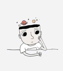 Cartoon Man thinking how to help with food cravings