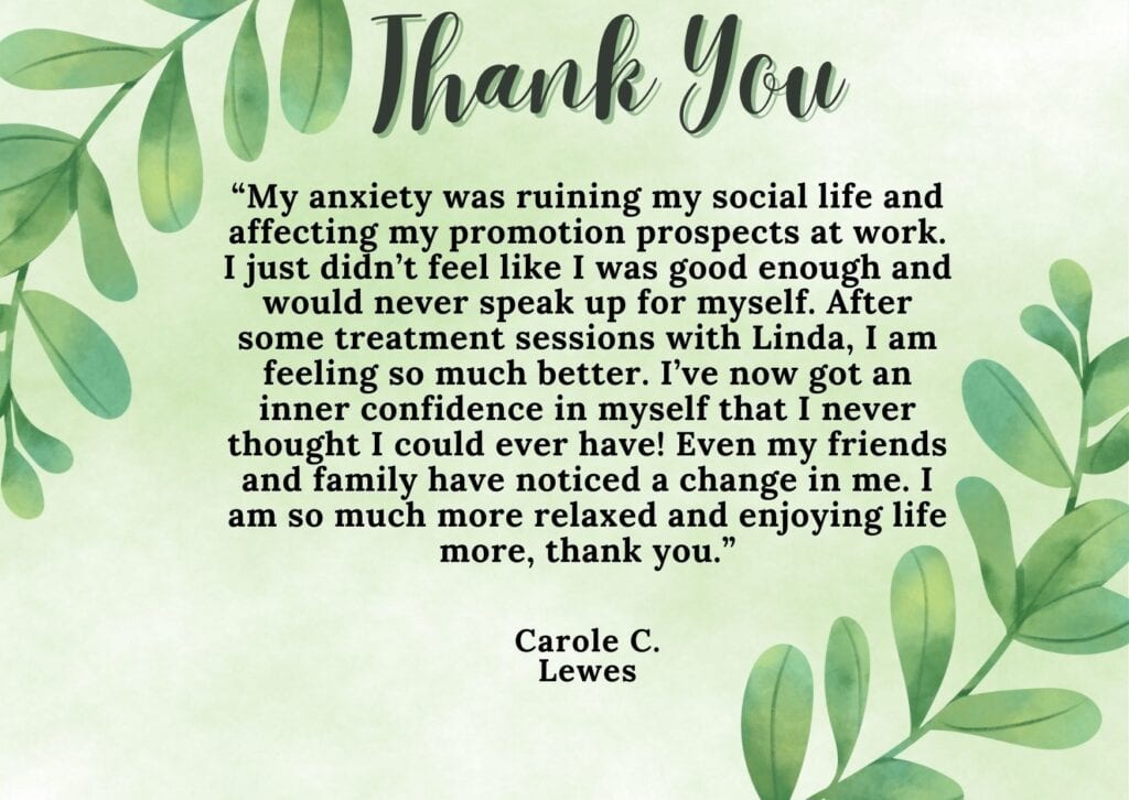 Testimonial for Inflow Hypnotherapy for anxiety and self confidence